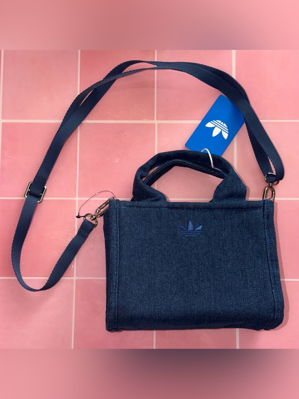 adidas Navy Denim Mini Crossbody Tote